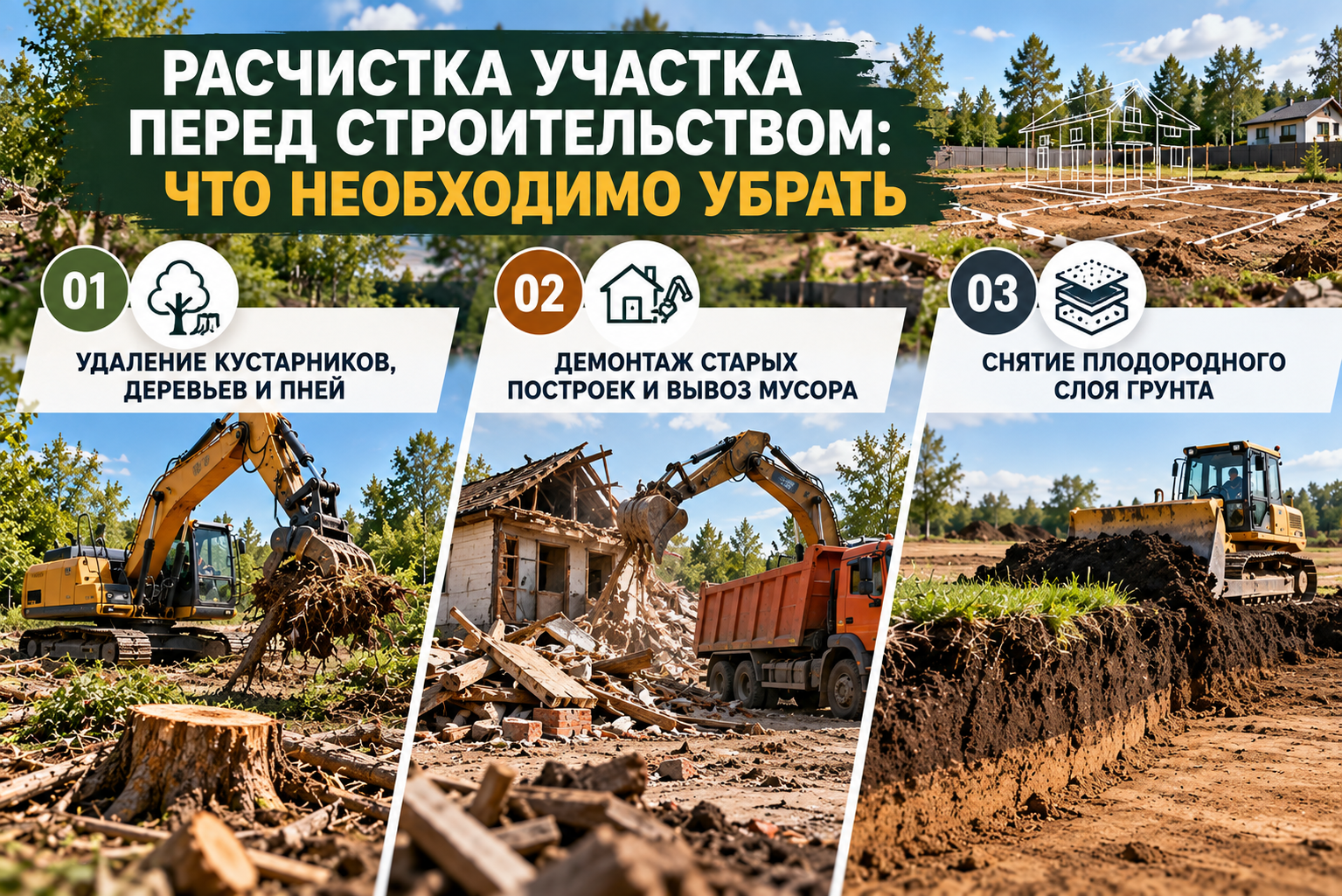 расчистка участка перед строительством